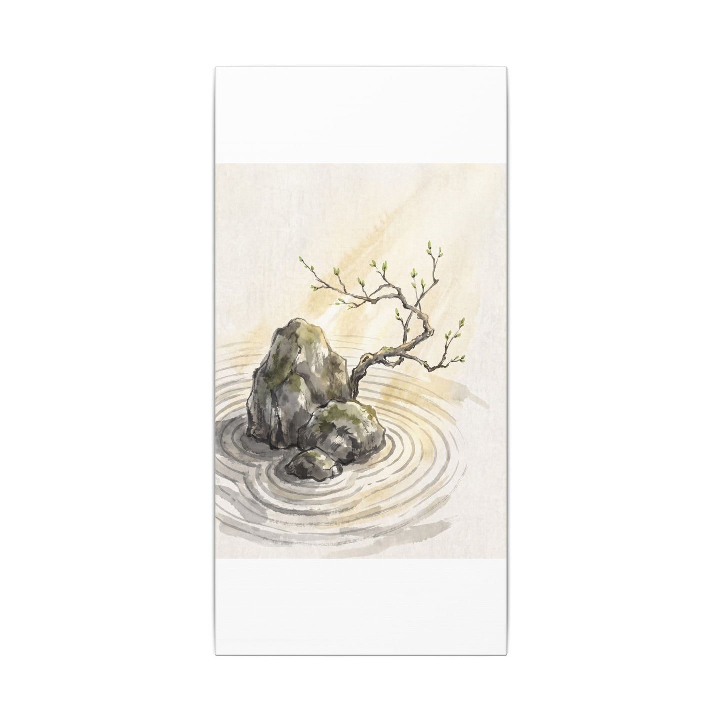 Serene Rock Garden Canvas Art - Sumi E Zen