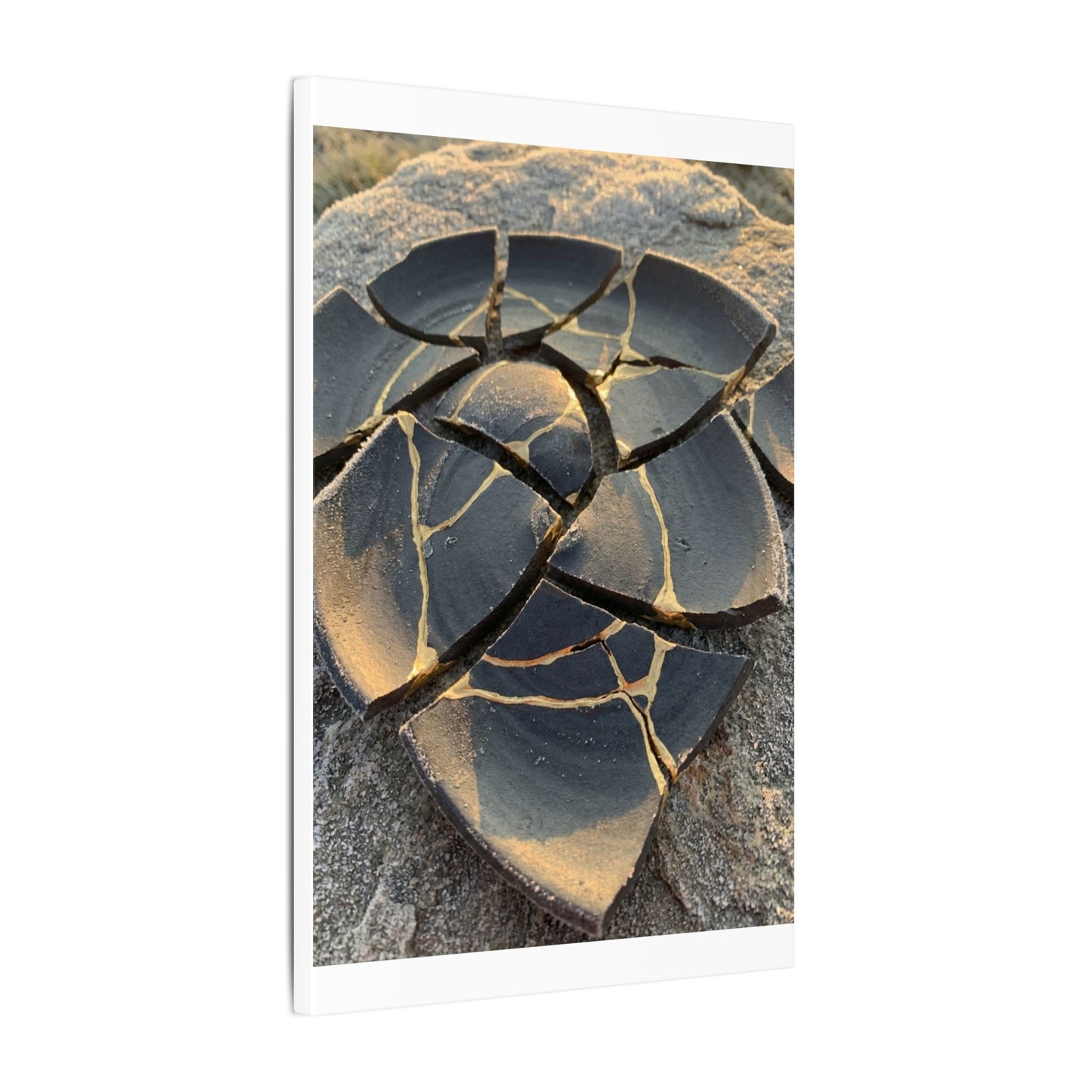 Broken Pottery Winter Canvas Art | Kintsugi Resilient Design
