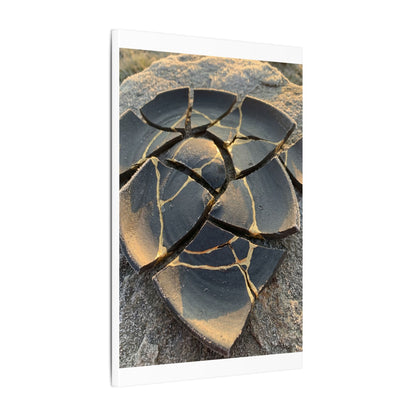 Broken Pottery Winter Canvas Art | Kintsugi Resilient Design