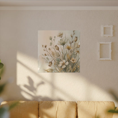 Summer Dried Flowers Watercolor Canvas Art | Elegant Decor