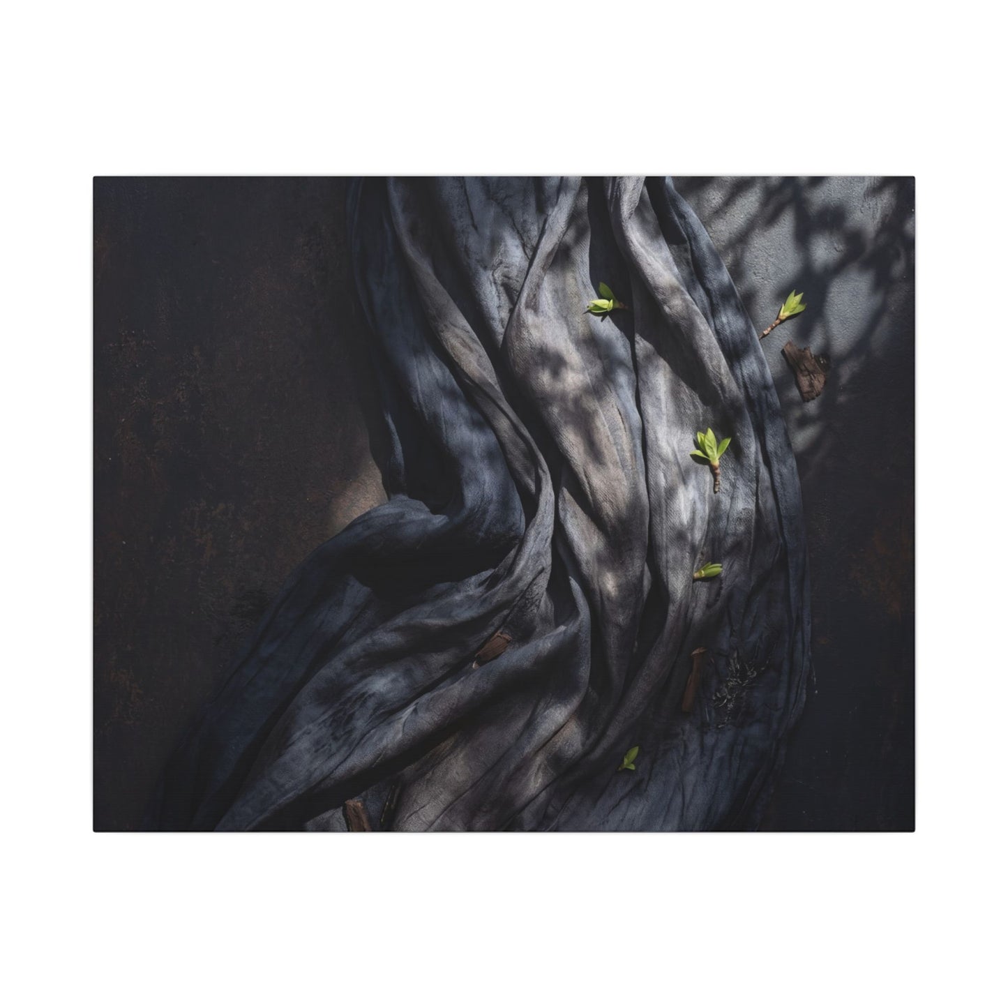 Seijaku Silk Drape Canvas Art - Dark Japandi Dark Texture