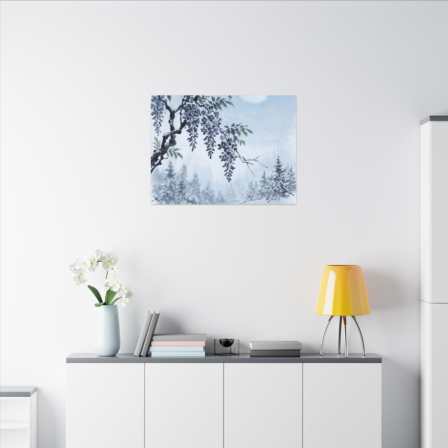 Seijaku Wisteria Canvas Art - Zen Sumi E