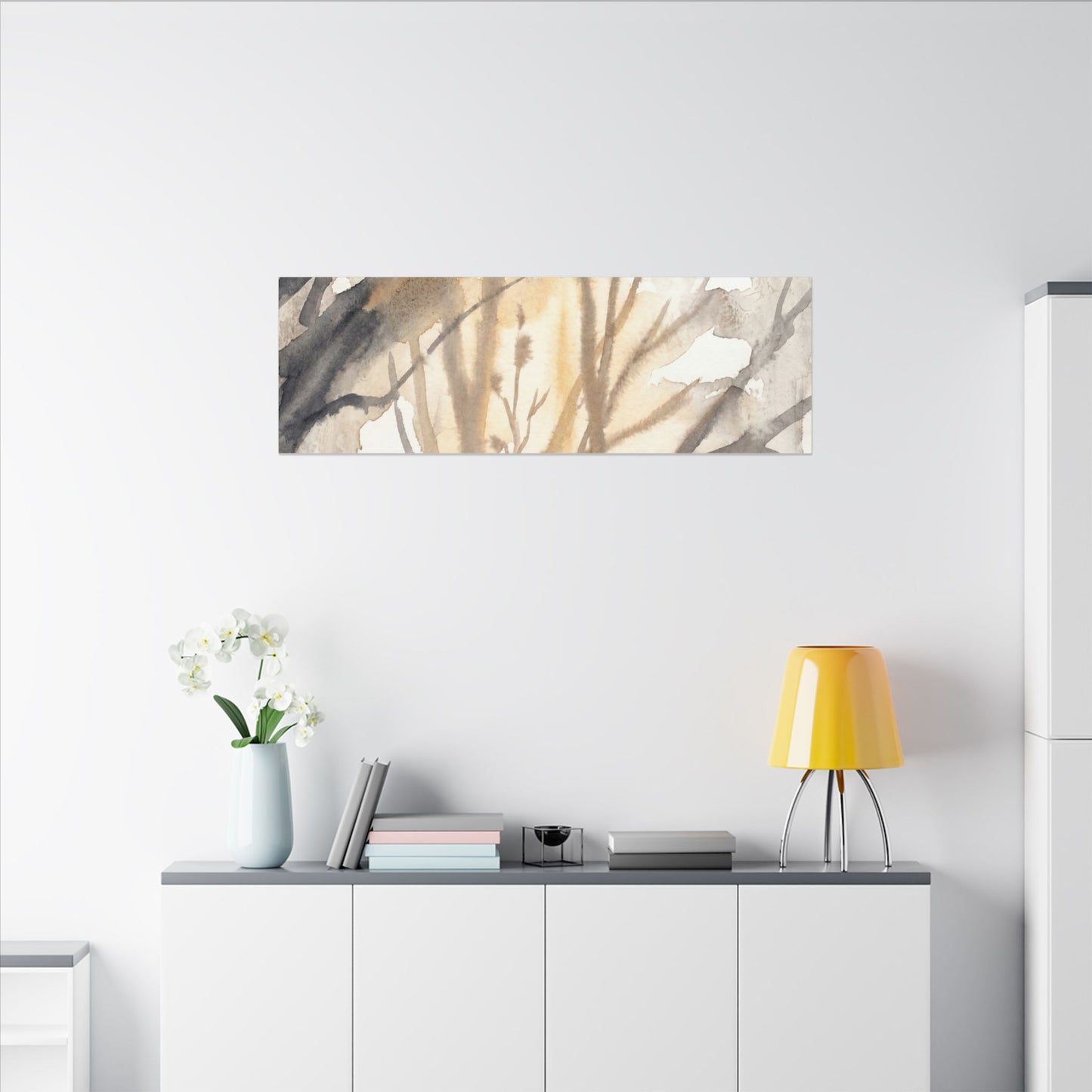 Ma Shadow Play Canvas Art - Japandi Watercolor