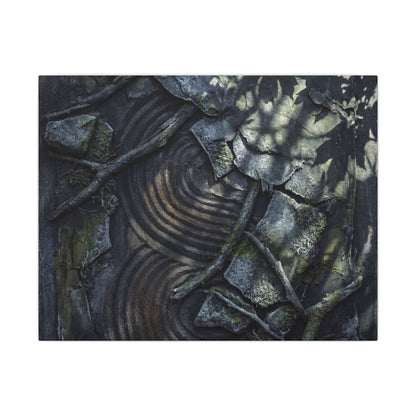 Rock Garden Canvas Art | Winter Dark Japandi Dark Texture Art Art Print