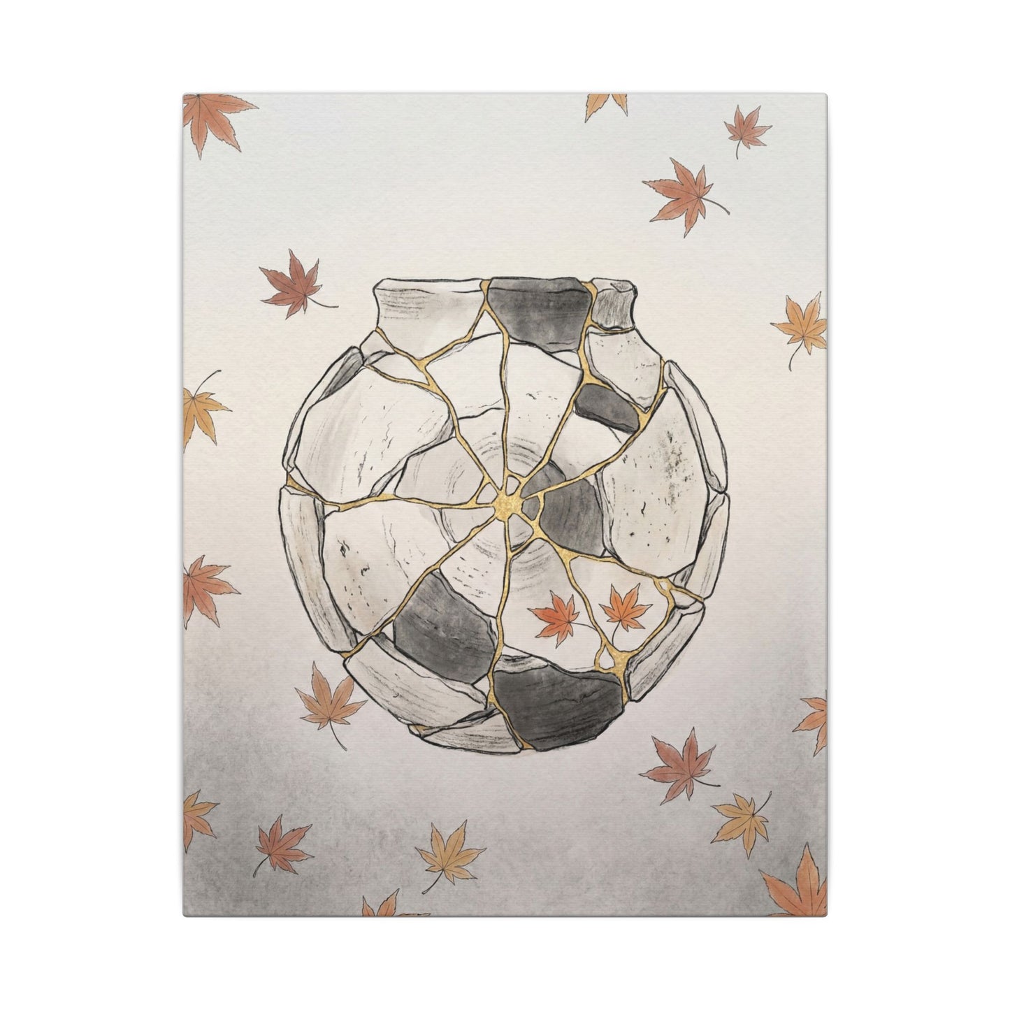 Japandi Broken Pottery in Dawn | Minimal Line Canvas Art