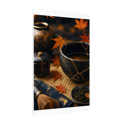 Seijaku Tea Ceremony Canvas Art - Kintsugi Gold Repair