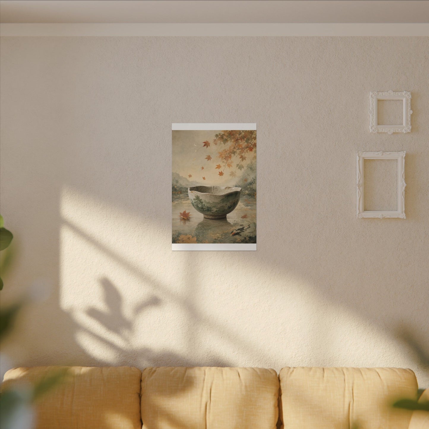 Autumn Ceramic Bowl Watercolor Canvas Art | Cozy Decor