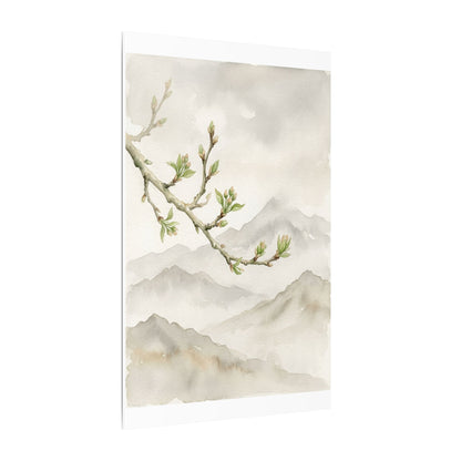 Spring Mountain Mist Watercolor Canvas Art | Cozy Decor