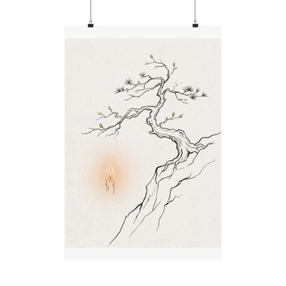 Spring Pine Tree Minimal Line Wall Art Print | Warm Decor Art Print