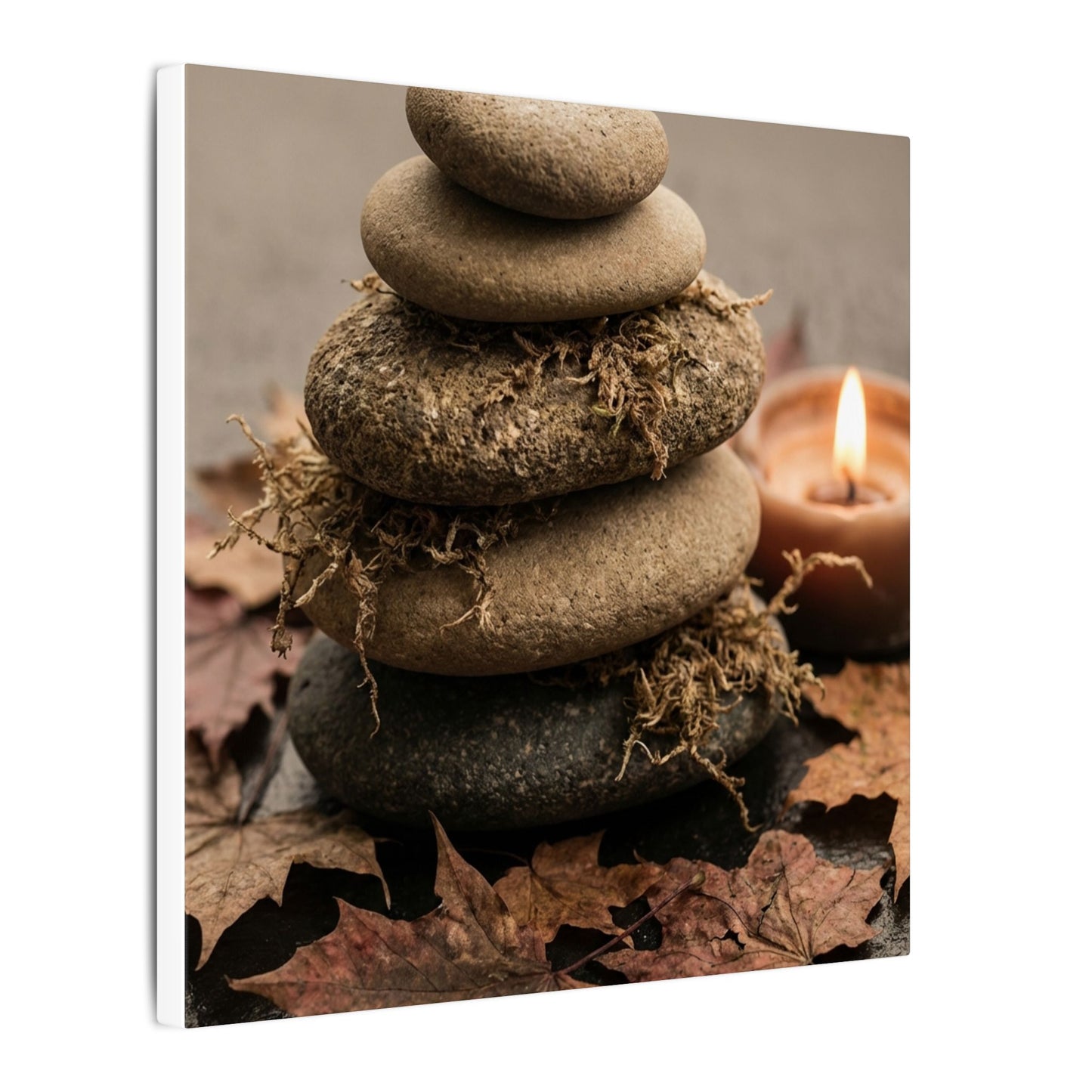 River Stones Canvas Art | Autumn Japandi Texture Art