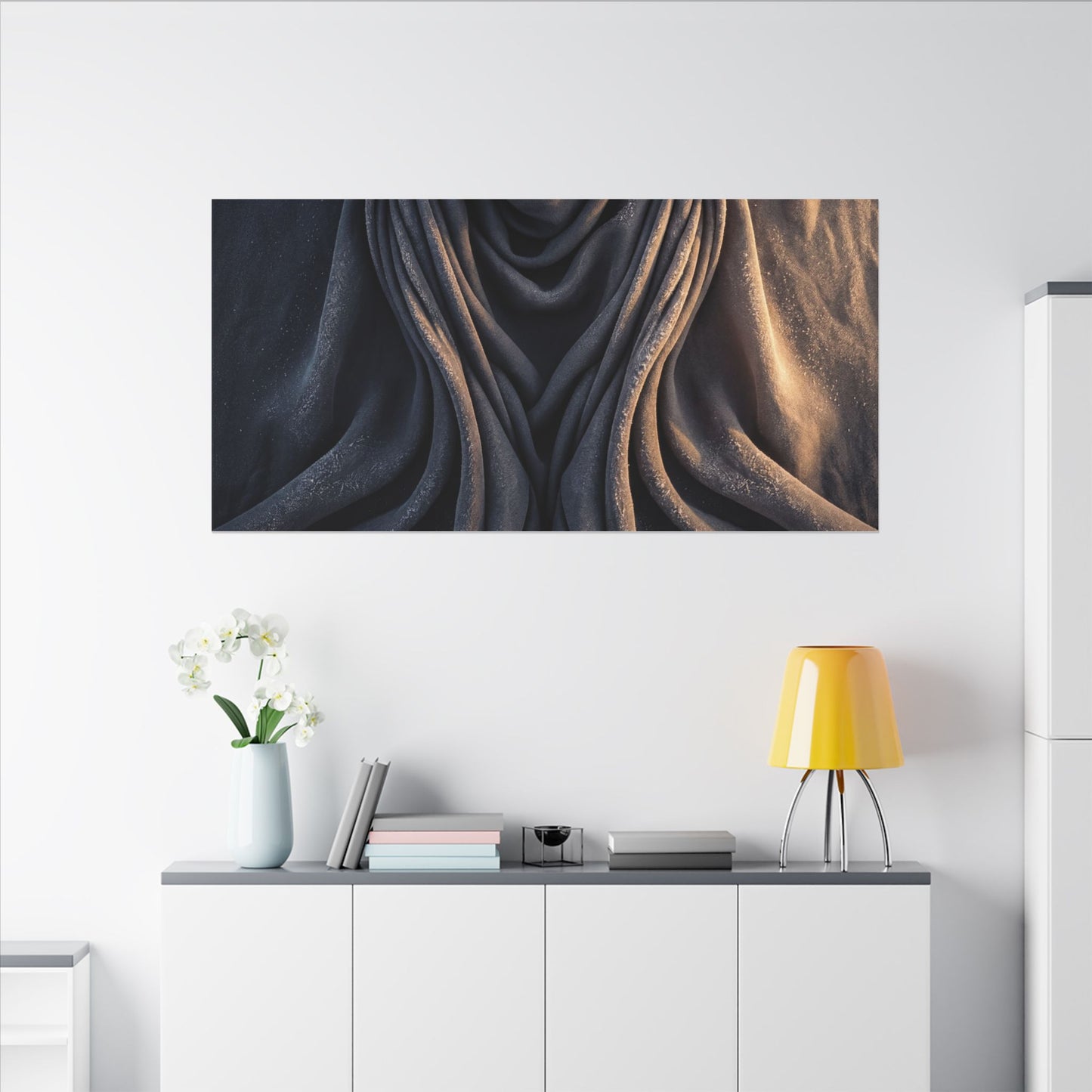 Moody Silk Drape Canvas Art - Shadow Zen Dark Japandi