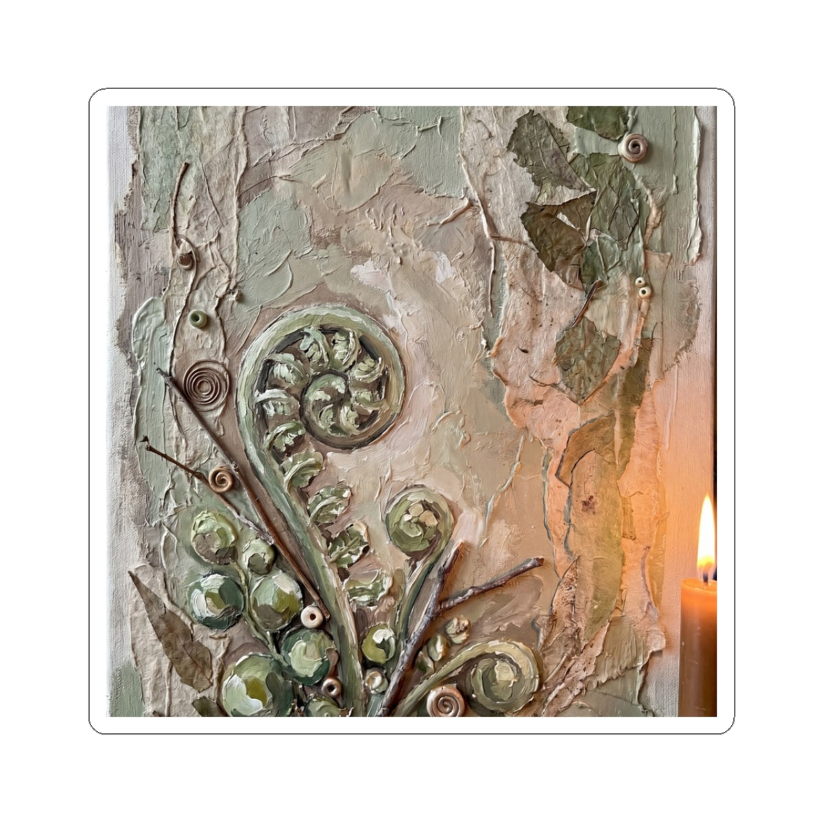 Fern Unfurling Sticker | Spring Japandi Texture Art Art Print