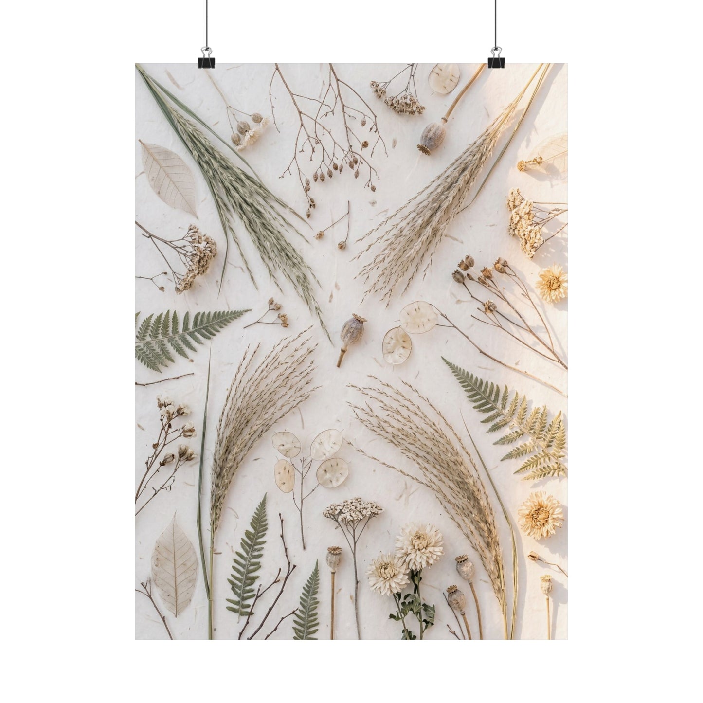Cozy Dried Flowers Wall Art Print - Japanese Pattern Japandi