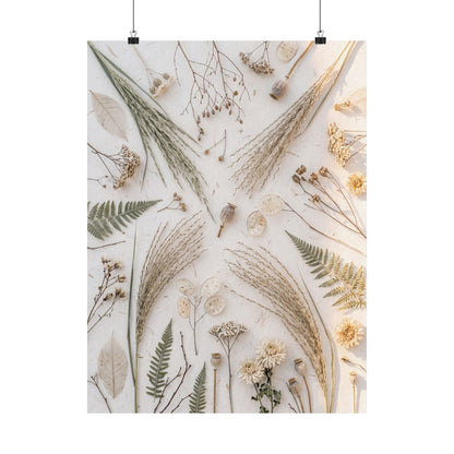 Cozy Dried Flowers Wall Art Print - Japanese Pattern Japandi
