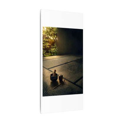 Dark Japandi Tea Ceremony in Golden Hour | Dark Texture Canvas Art