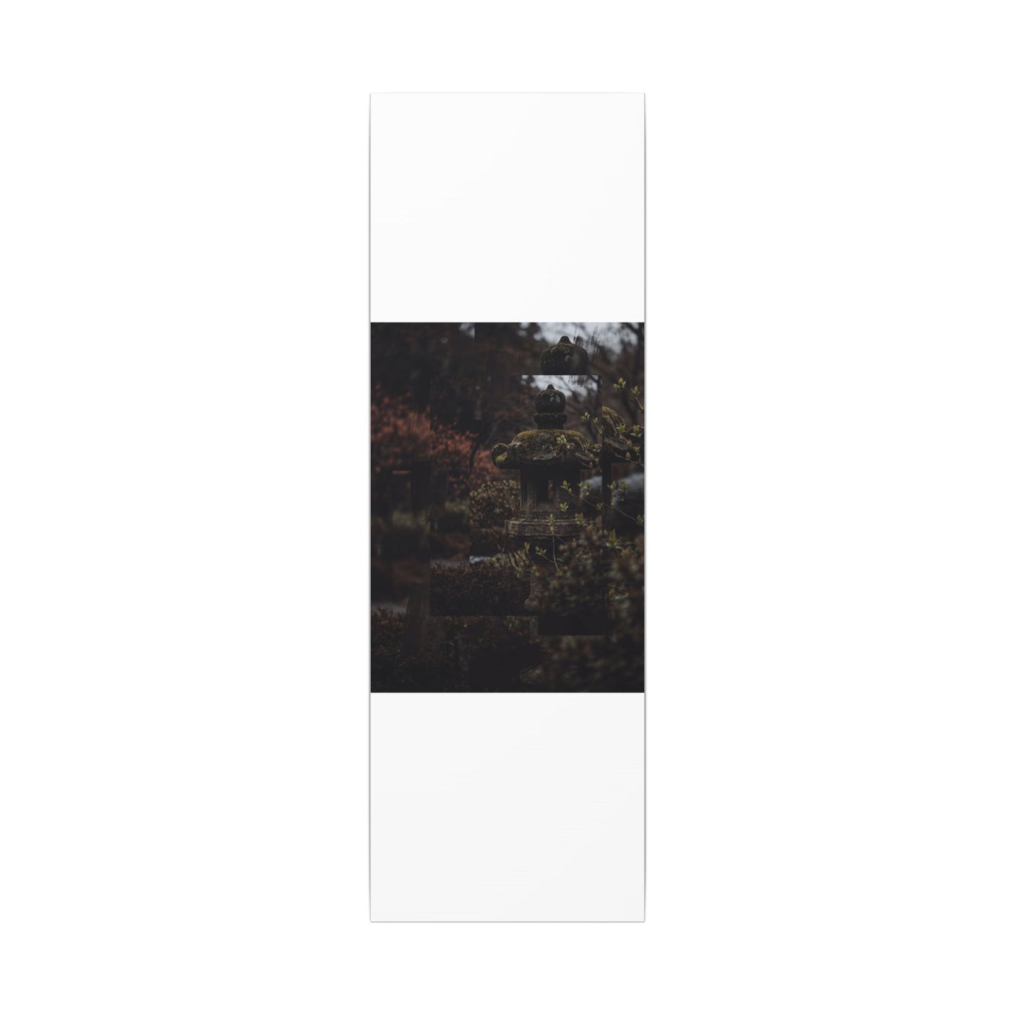 Stone Lantern Spring Canvas Art | Dark Japandi Bold Design