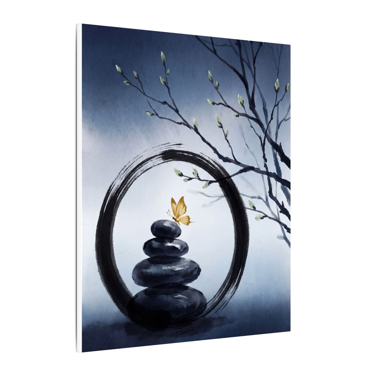 River Stones Spring Canvas Art | Zen Peaceful Design