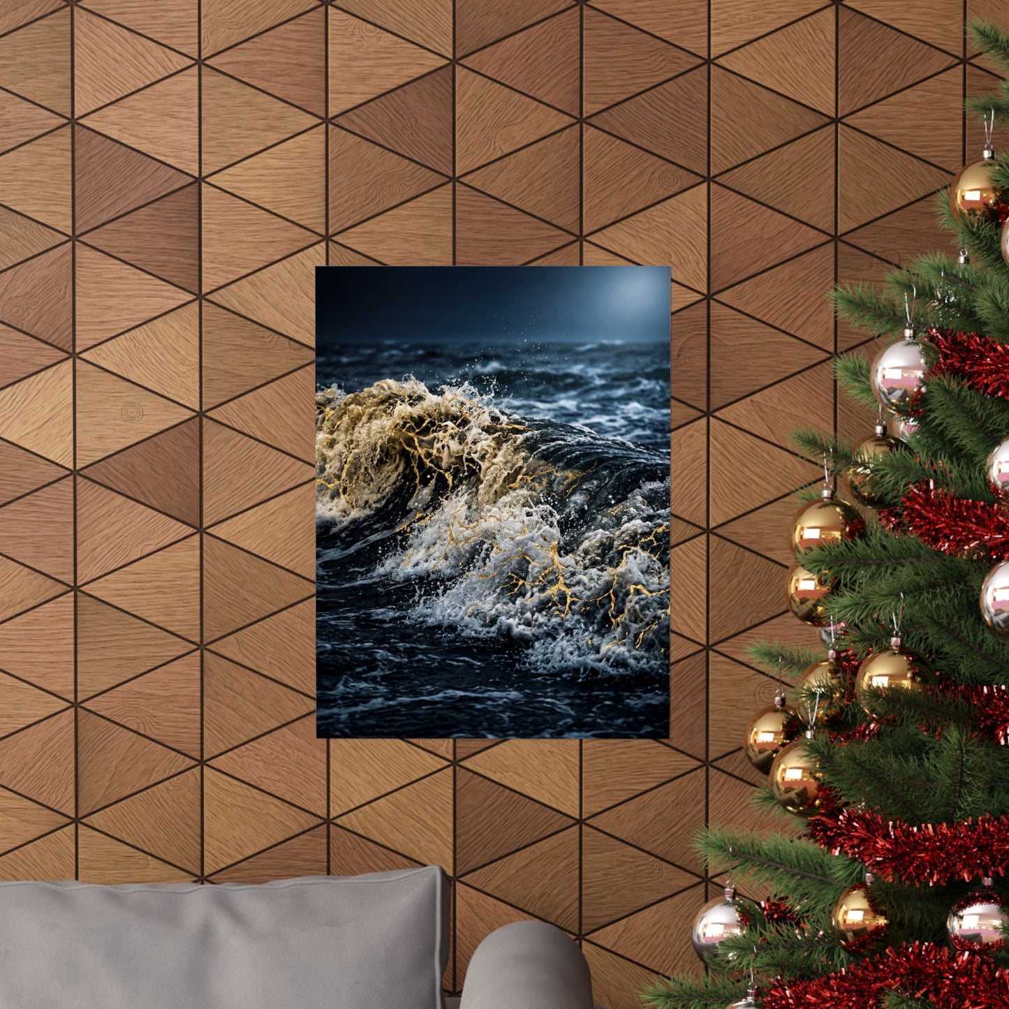 Beautiful Ocean Wave Wall Art Print - Gold Vein Kintsugi