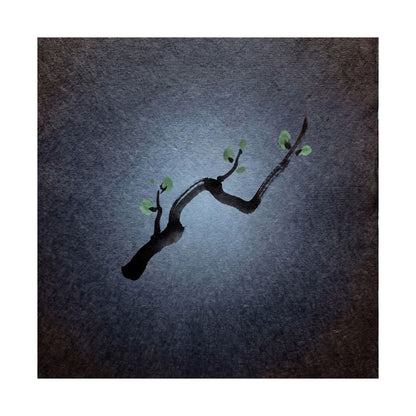 Moonlight Ink Brushstroke Wall Art Print - Dark Japandi Ma