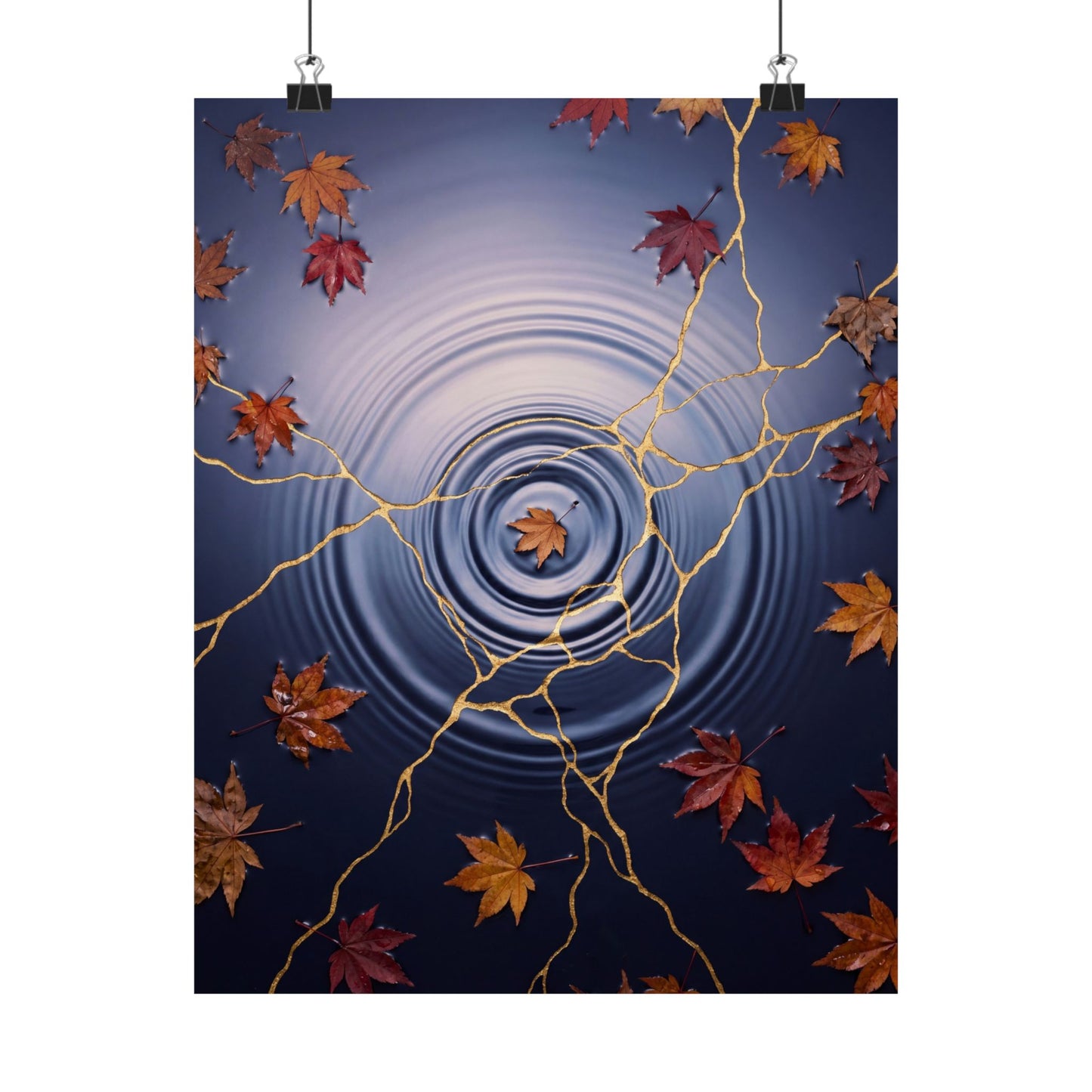 Water Ripple Autumn Wall Art Print | Kintsugi Healing Design