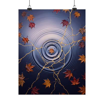 Water Ripple Autumn Wall Art Print | Kintsugi Healing Design