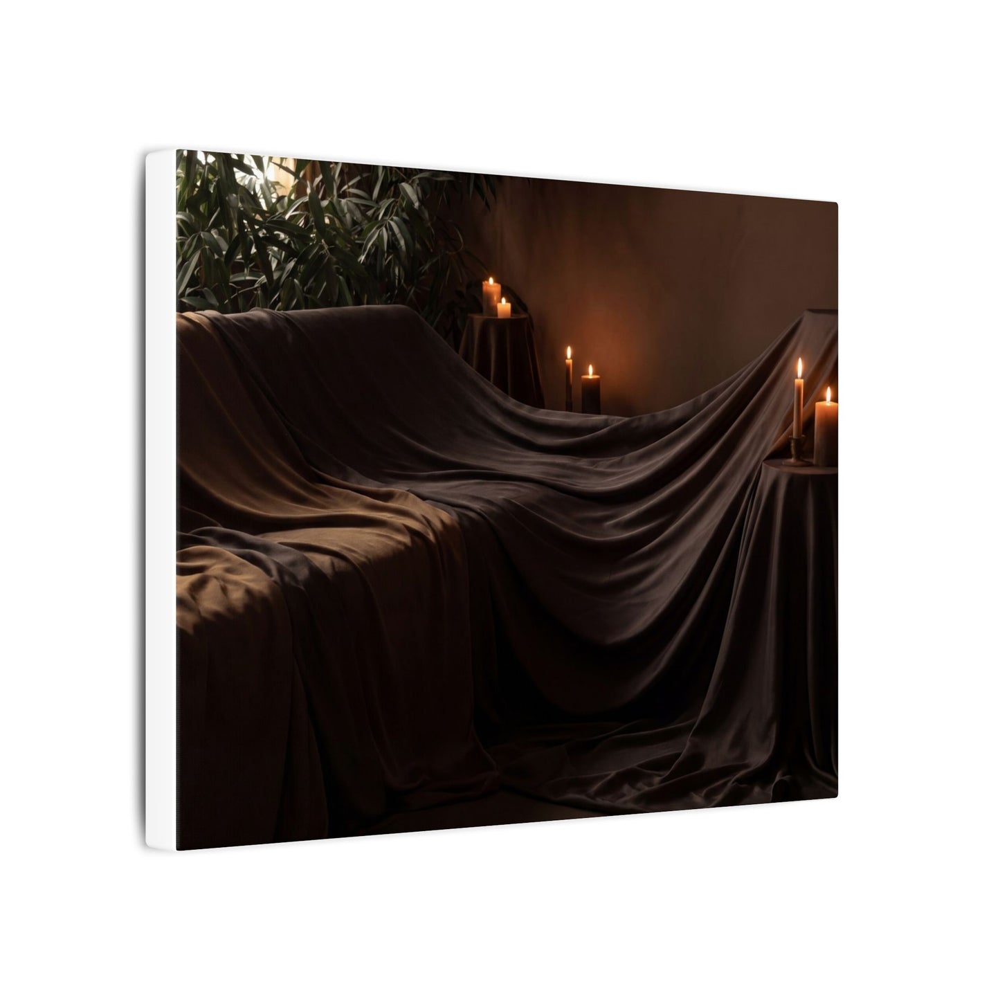 Candlelight Silk Drape Canvas Art - Dark Japandi Ma