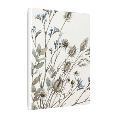 Dried Flowers Canvas Art | Summer Japandi Watercolor Art