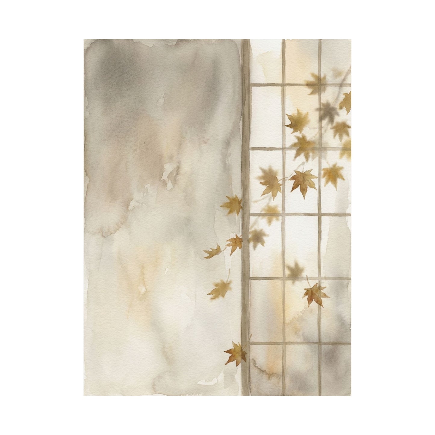Elegant Shoji Screen Wall Art Print - Watercolor Japandi