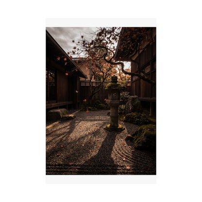 Autumn Stone Lantern Shadow Zen Wall Art Print | Moody Decor