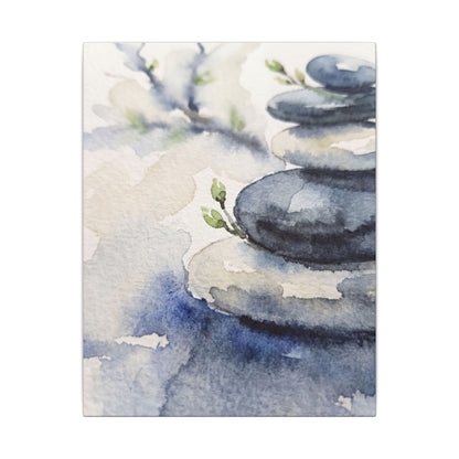 River Stones Watercolor Canvas Art | Cozy Japandi Art