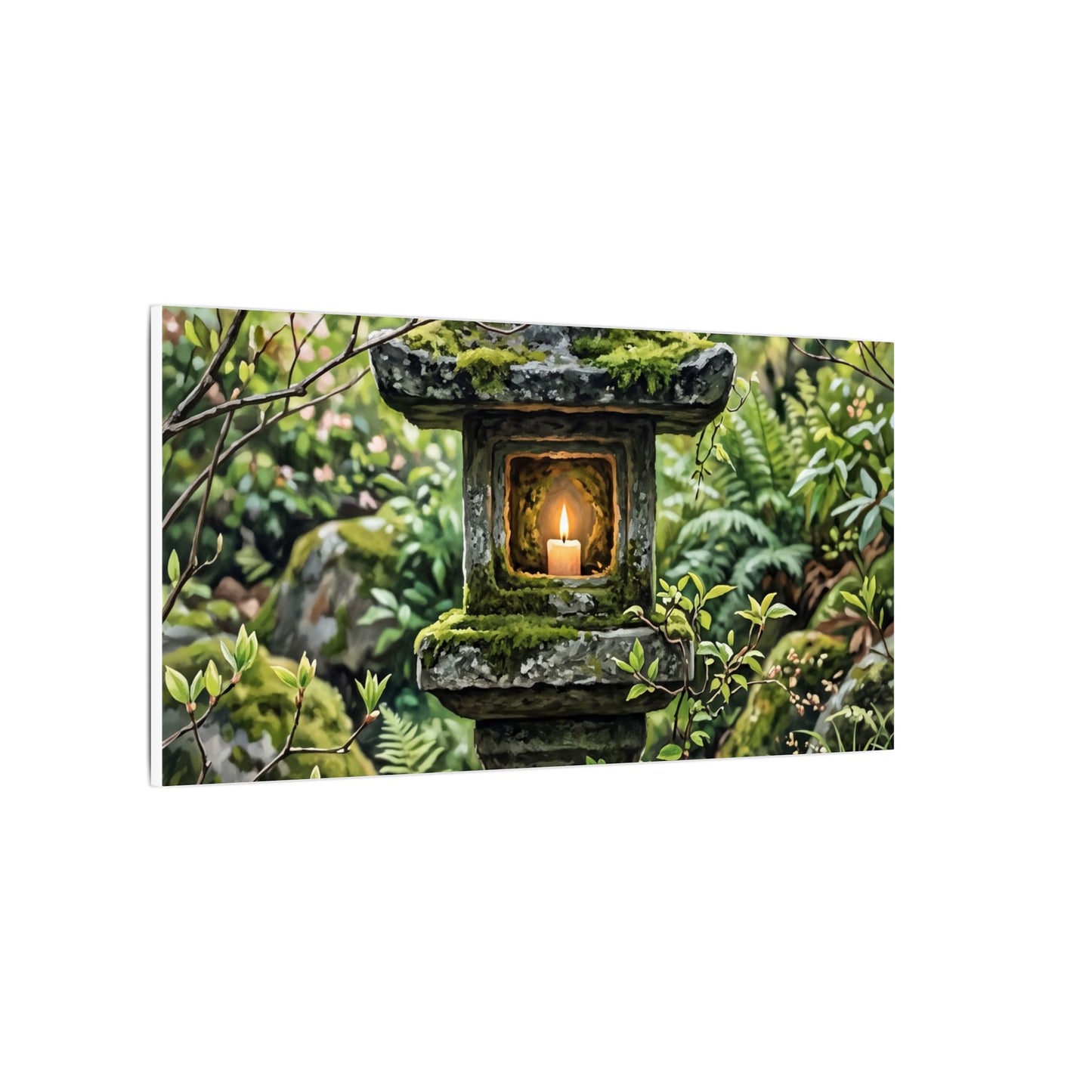 Neutral Stone Lantern Canvas Art - Japanese Pattern Japandi