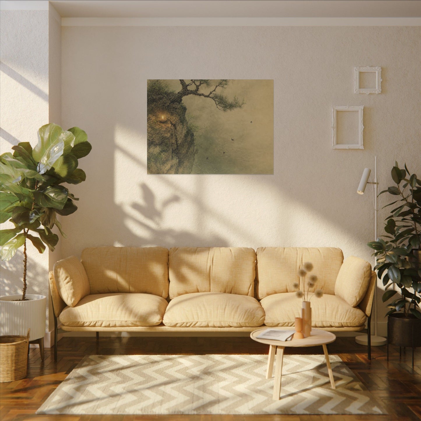 Spring Pine Tree Minimal Line Canvas Art | Earthy Decor