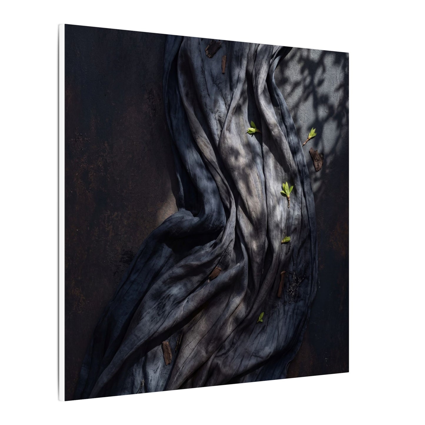 Seijaku Silk Drape Canvas Art - Dark Japandi Dark Texture