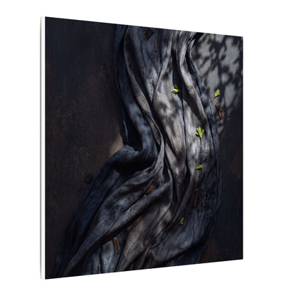 Seijaku Silk Drape Canvas Art - Dark Japandi Dark Texture