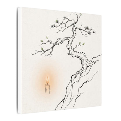 Candlelight Pine Tree Canvas Art - Japandi Shibui