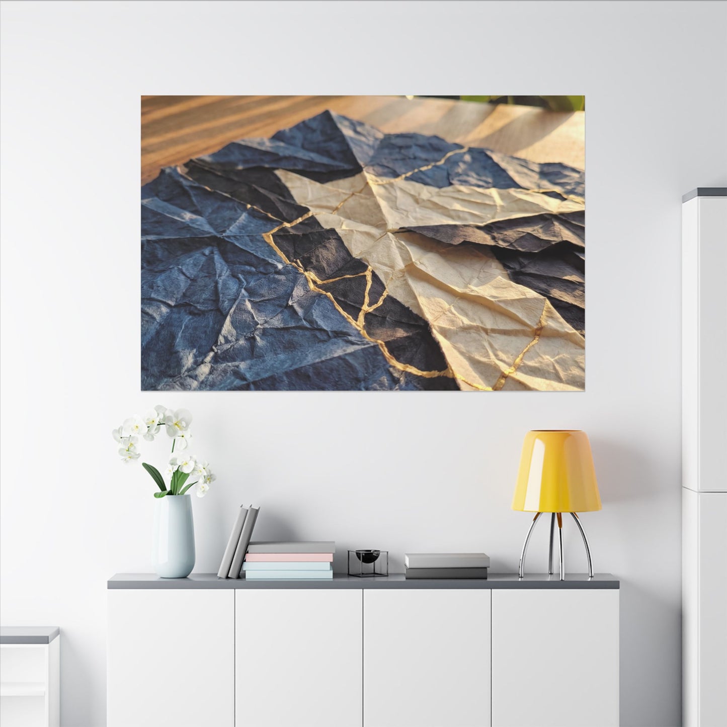 Golden Hour Paper Fold Canvas Art - Kintsugi Ma