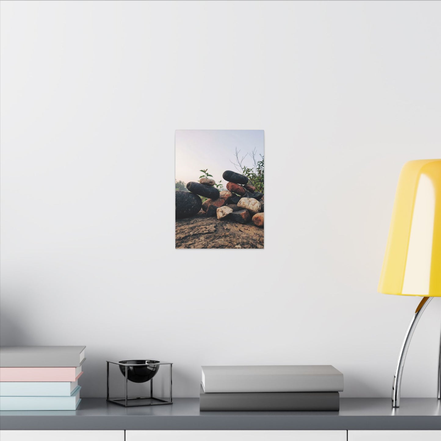 River Stones Canvas Art | Spring Kintsugi Broken Beauty Art