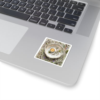 Candlelight Ceramic Bowl Sticker - Japandi Mono No Aware