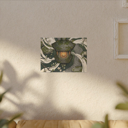 Zen Stone Lantern in Candlelight | Ukiyo E Inspired Canvas Art