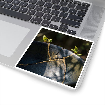Sophisticated Broken Pottery Sticker - Shadow Zen Dark Japandi Art Print