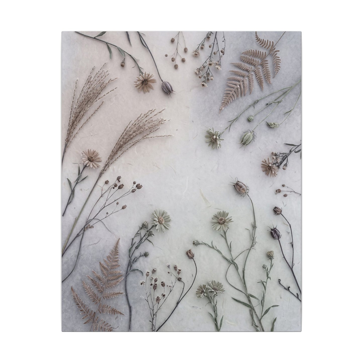 Dried Flowers Japanese Pattern Canvas Art | Elegant Japandi Art