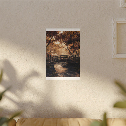 Autumn Wooden Bridge Gold Vein Canvas Art | Resilient Decor