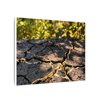 Shibui Cracked Earth Canvas Art - Kintsugi Gold Repair