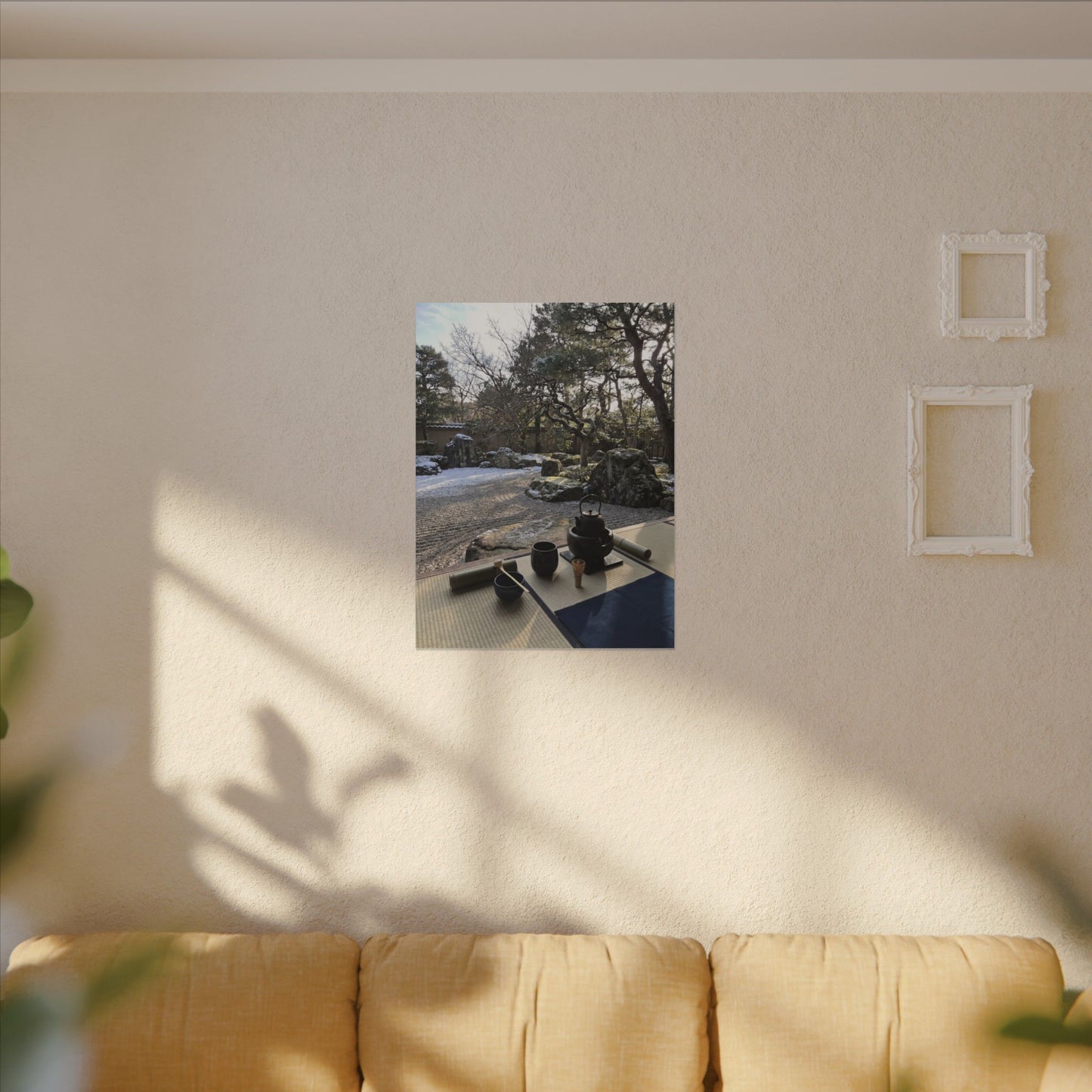 Winter Tea Ceremony Karesansui Canvas Art | Serene Decor