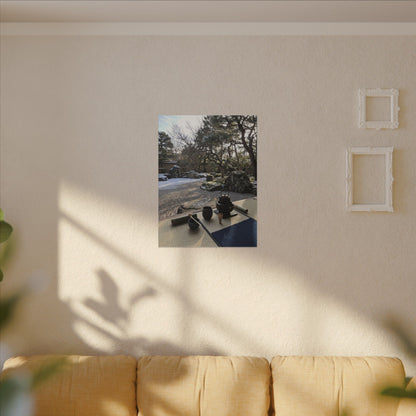 Winter Tea Ceremony Karesansui Canvas Art | Serene Decor