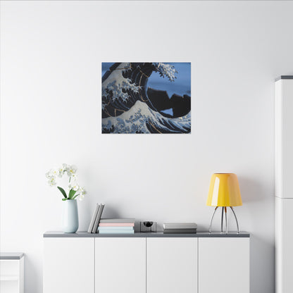 Ocean Wave Canvas Art | Winter Kintsugi Gold Repair Art