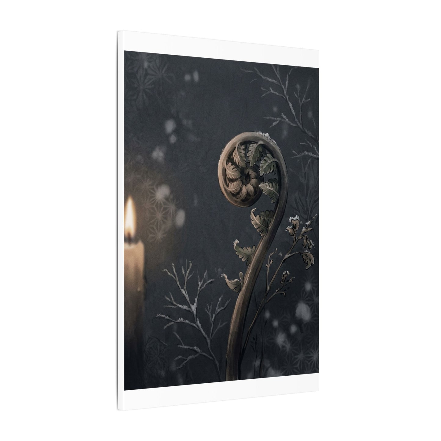 Candlelight Fern Unfurling Canvas Art - Japandi Ma