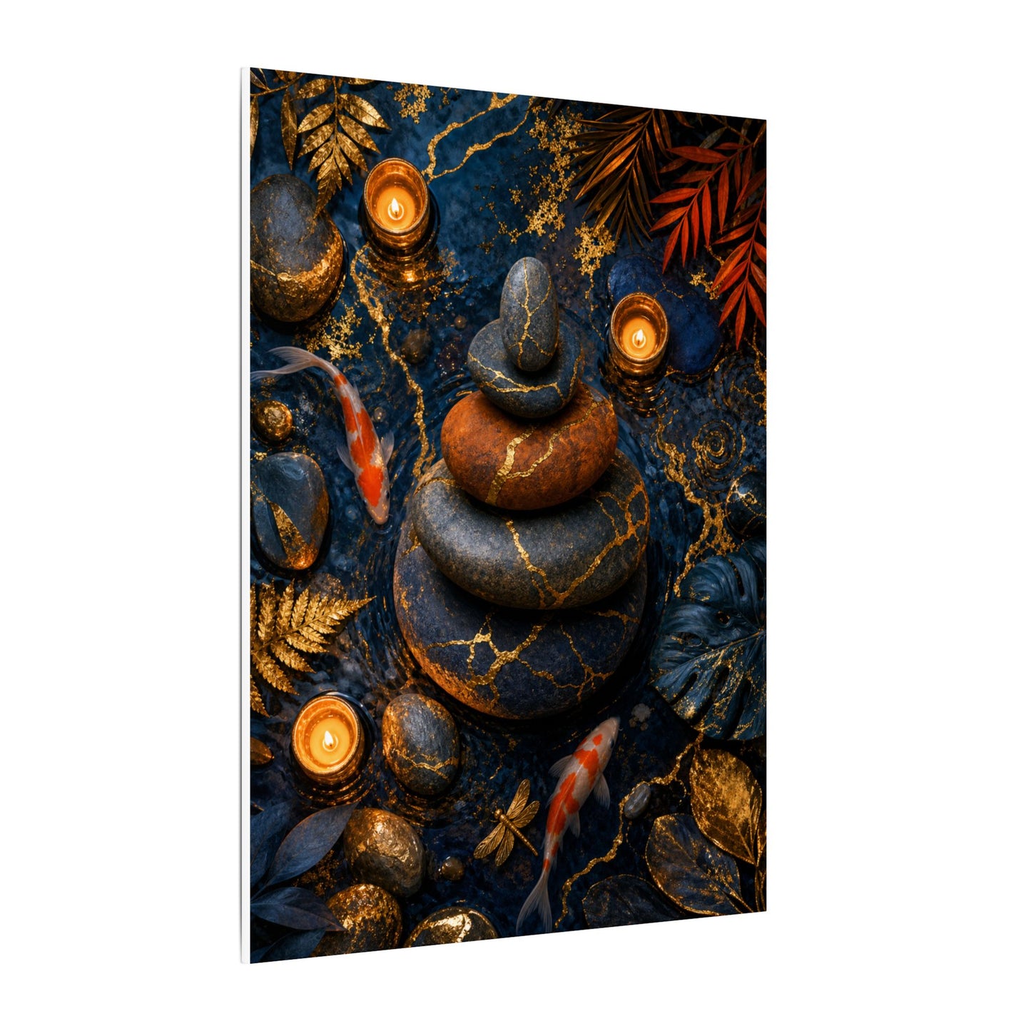 Summer River Stones Gold Vein Canvas Art | Resilient Decor
