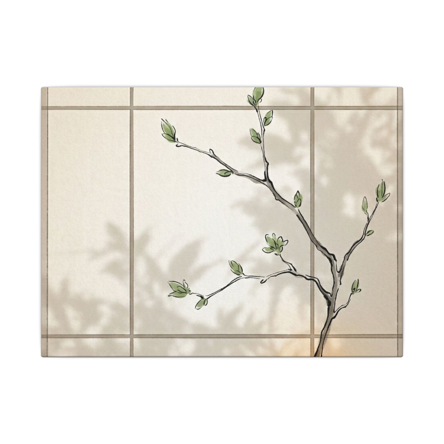 Shoji Screen Spring Canvas Art | Japandi Cozy Design Art Print