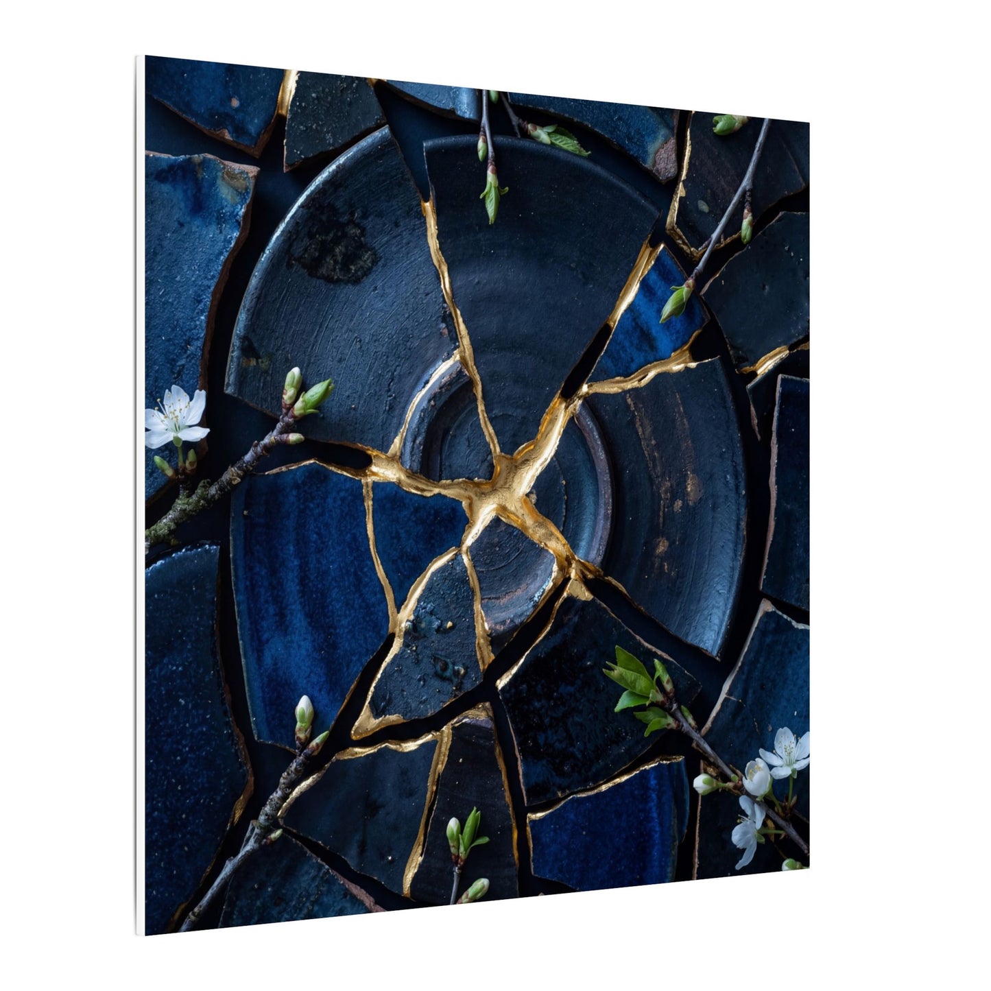 Moonlight Broken Pottery Canvas Art - Kintsugi Fukinsei